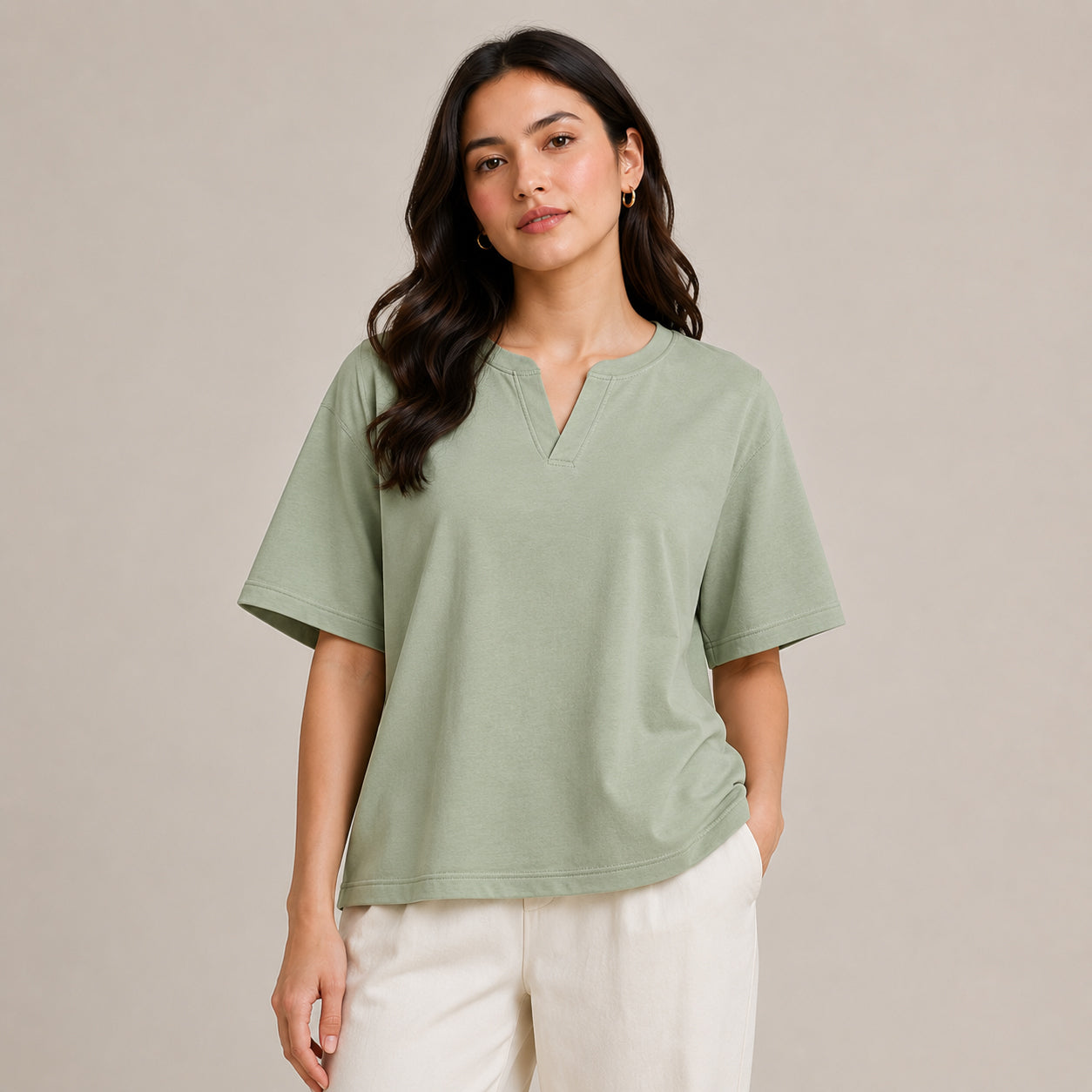 Spilt Neck Tee