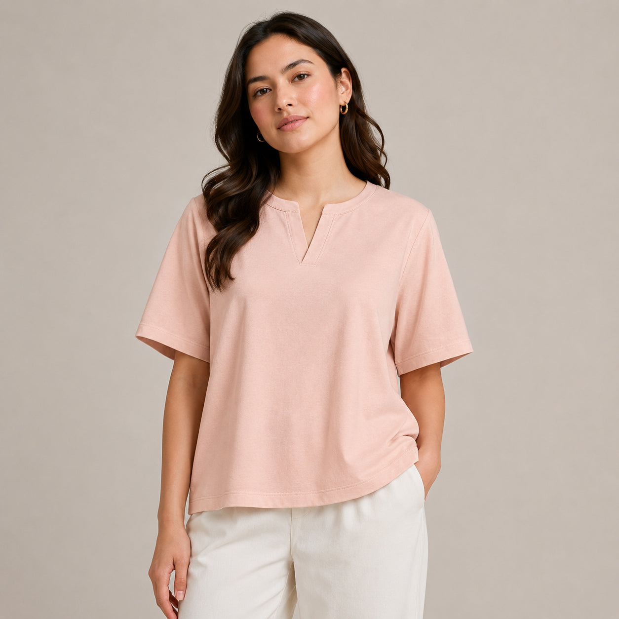 Spilt Neck Tee