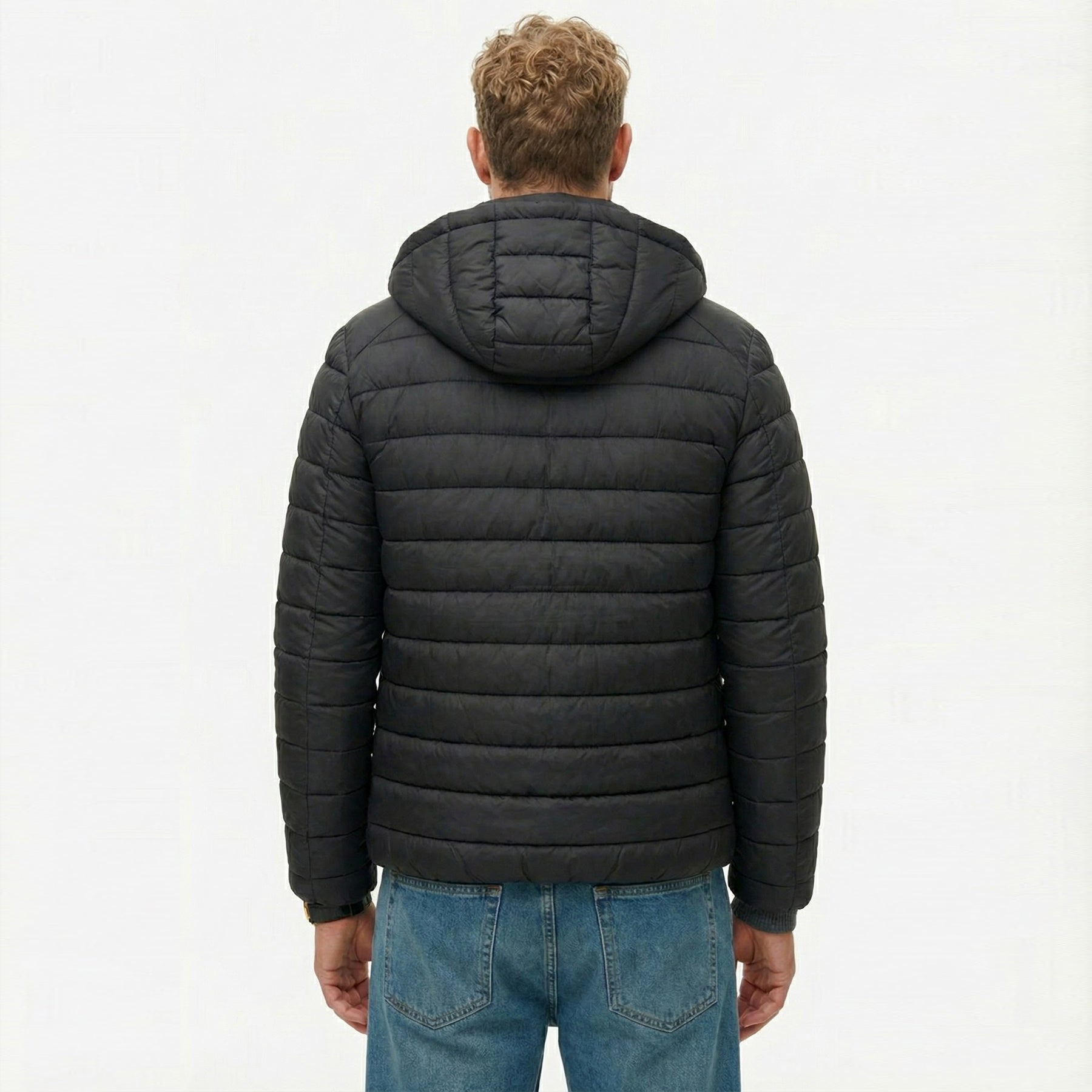 black puffer jacket​