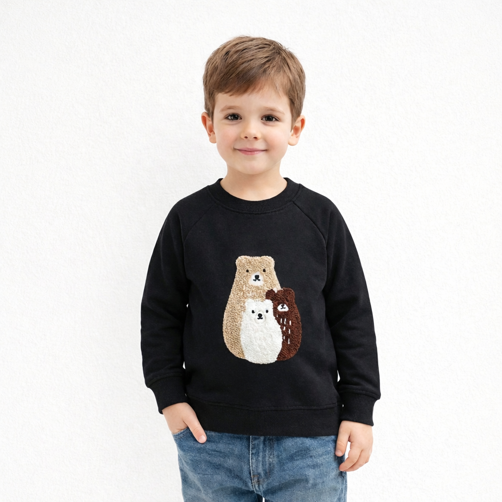 Kids Embroidered Bear Fleece Sweatshirt