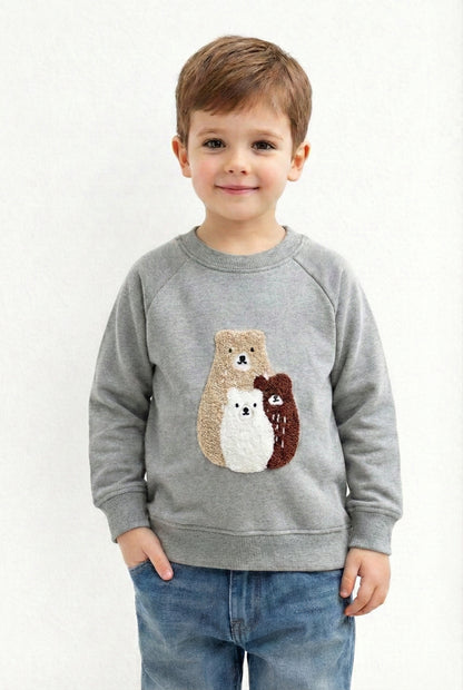 Kids Embroidered Bear Fleece Sweatshirt