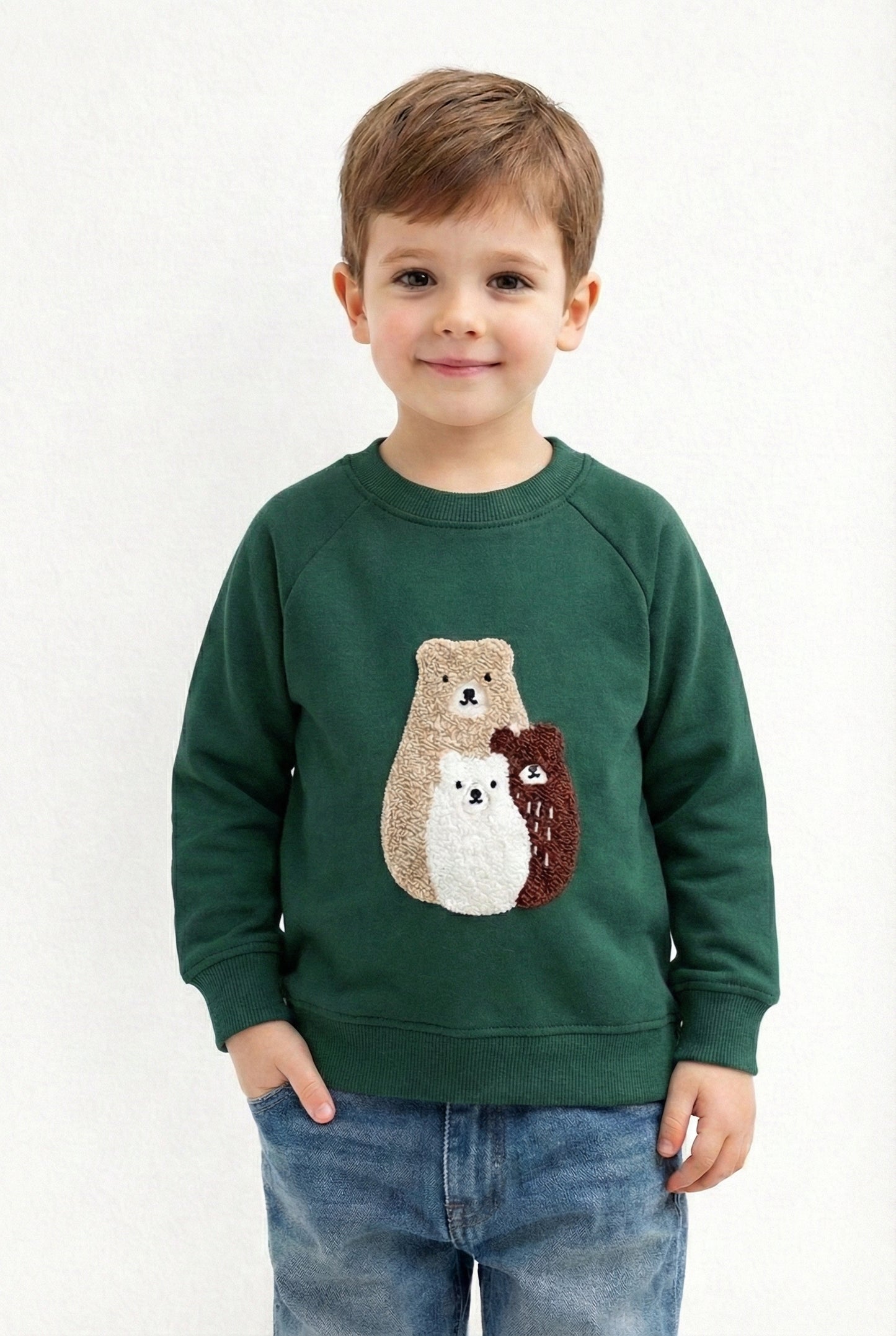 Kids Embroidered Bear Fleece Sweatshirt