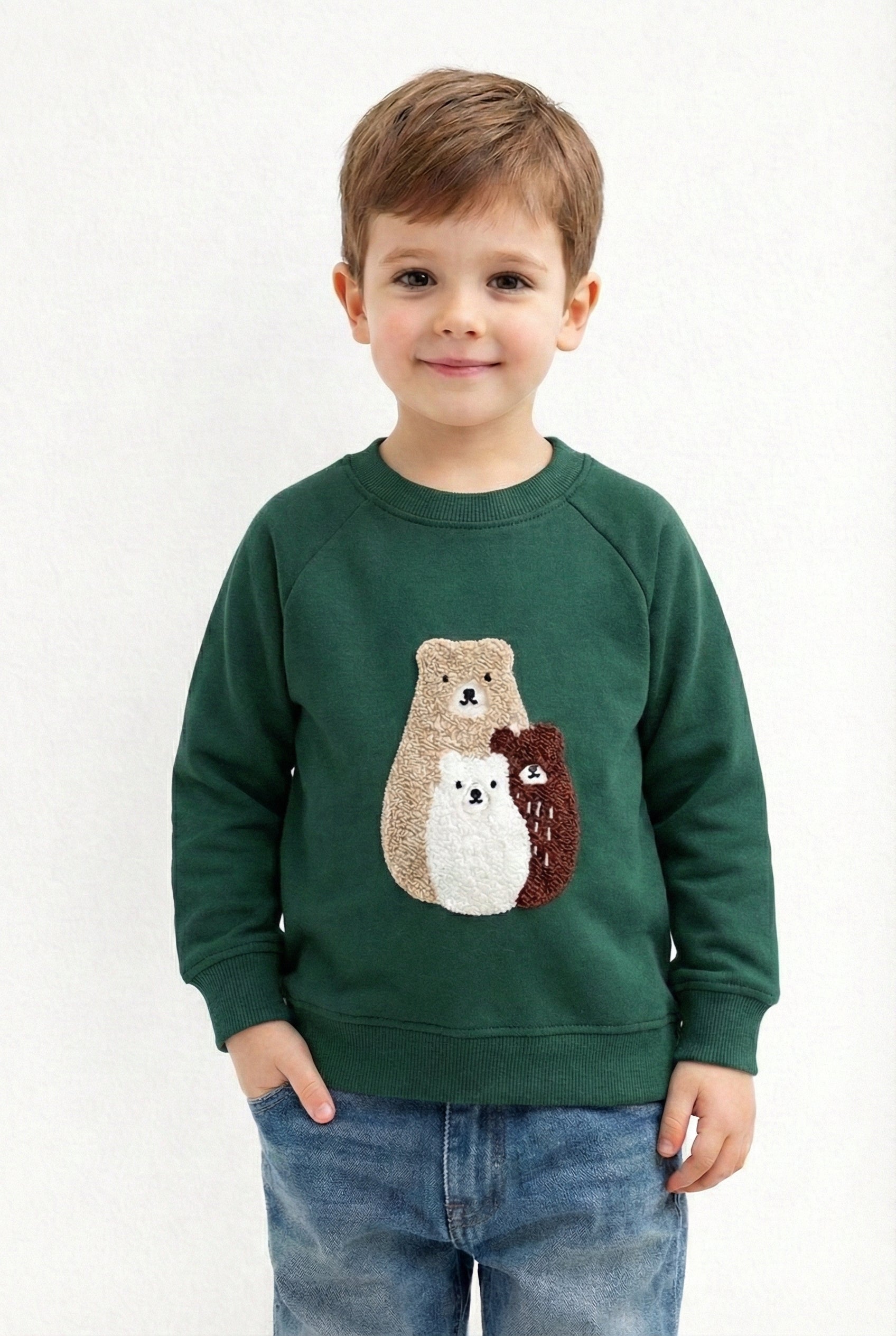 Kids Embroidered Bear Fleece Sweatshirt