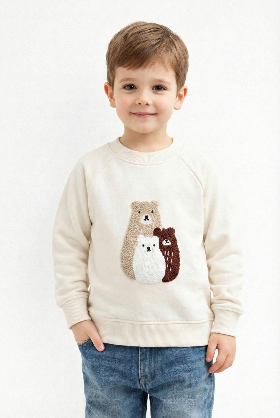Kids Embroidered Bear Fleece Sweatshirt