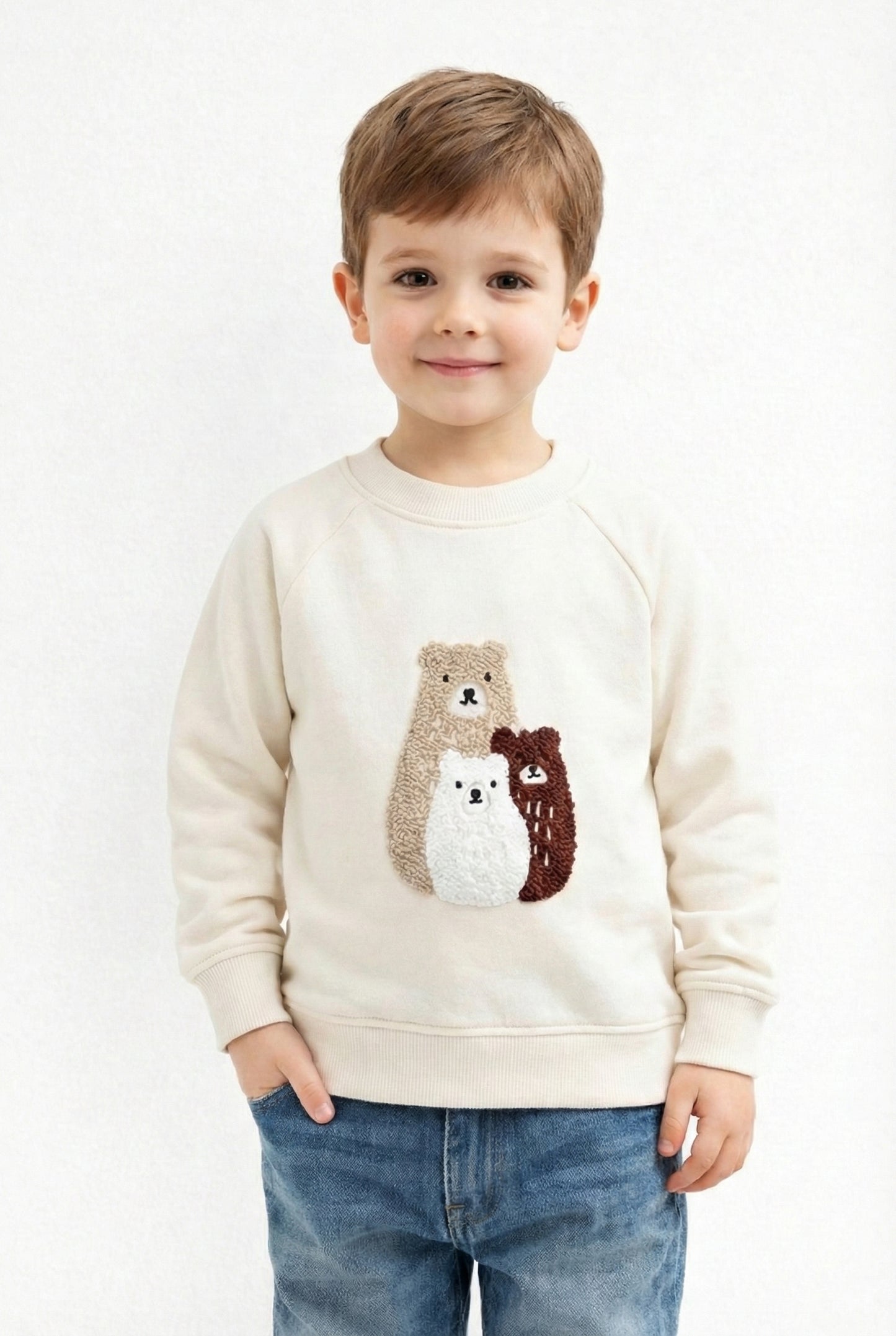 Kids Embroidered Bear Fleece Sweatshirt