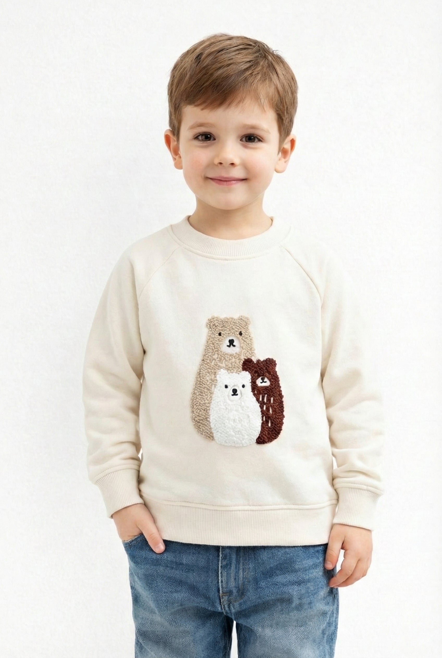 Kids Embroidered Bear Fleece Sweatshirt