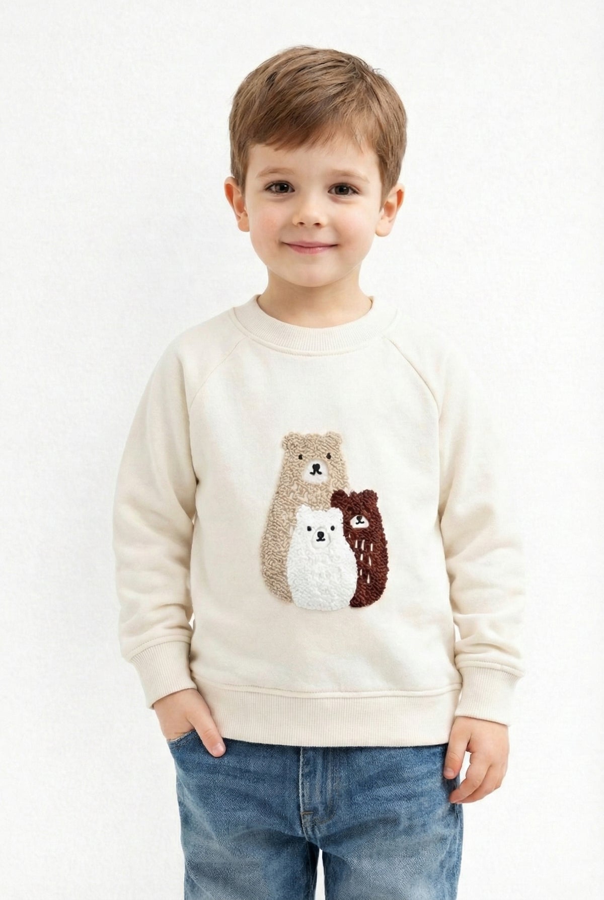 Kids Embroidered Bear Fleece Sweatshirt