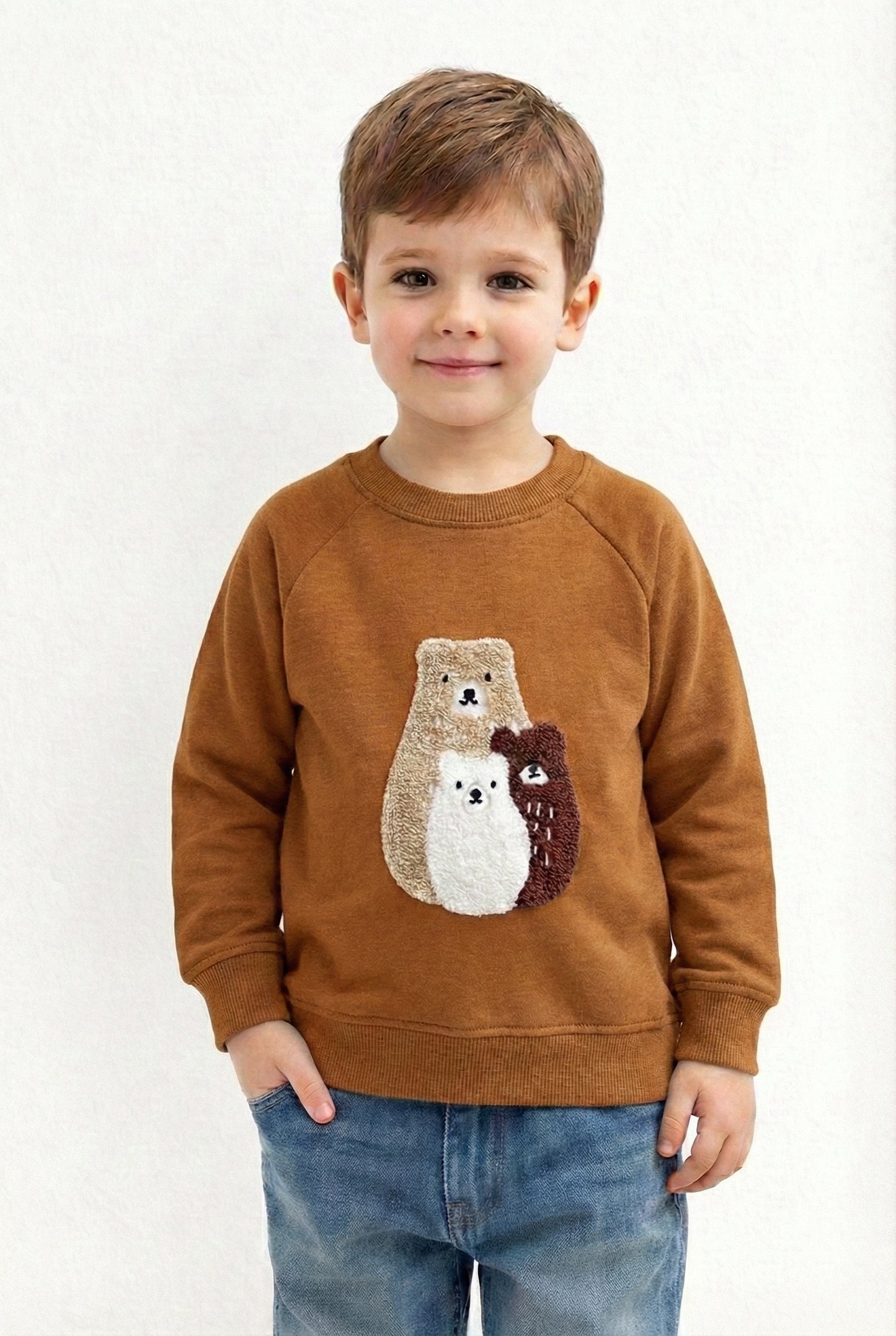 Kids Embroidered Bear Fleece Sweatshirt
