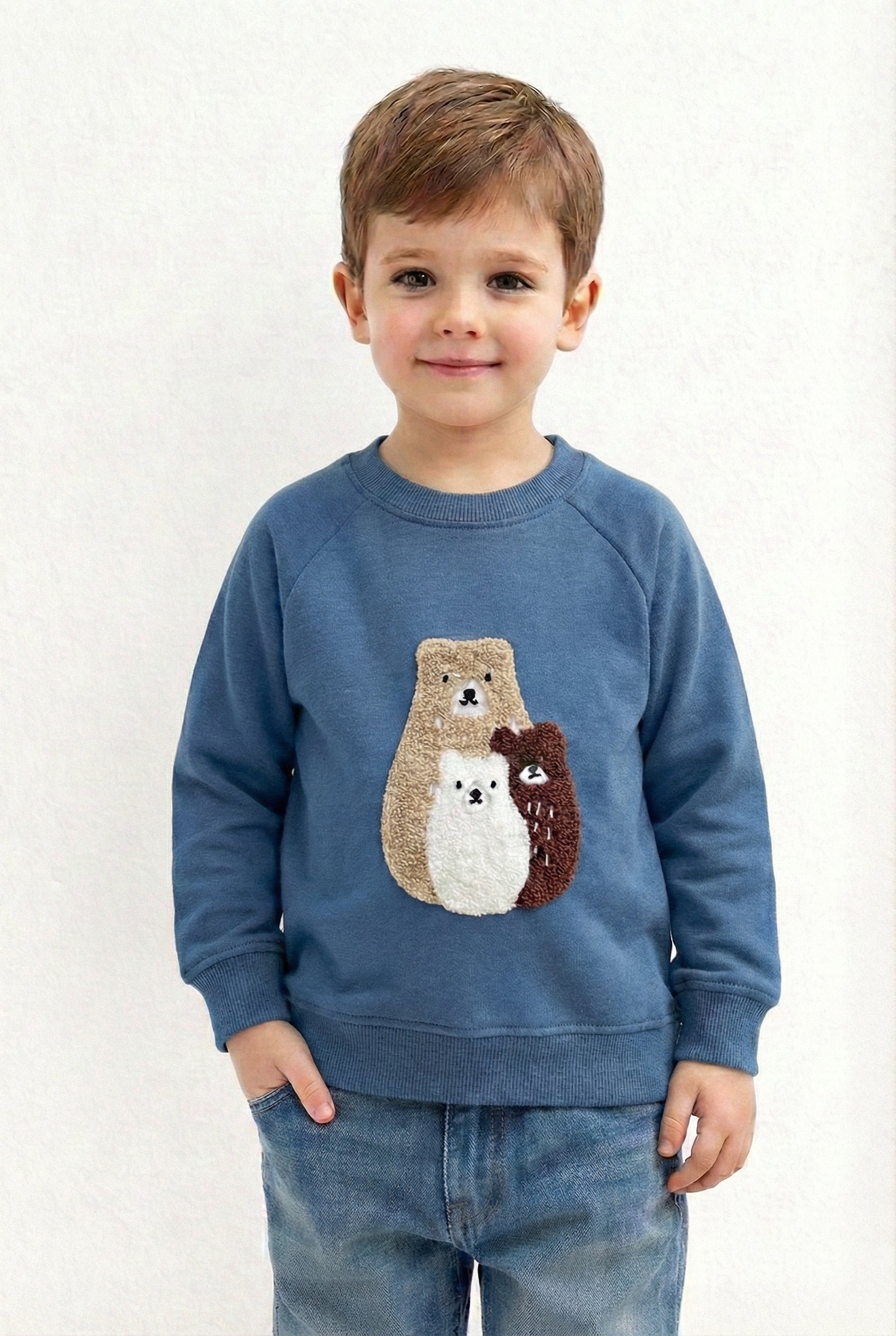 Kids Embroidered Bear Fleece Sweatshirt