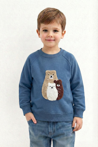 Kids Embroidered Bear Fleece Sweatshirt