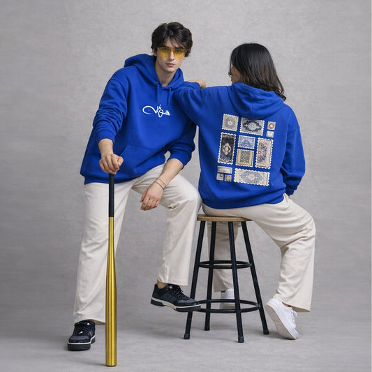 Unisex Premium Blue Printed Fleece Hoodie with Trouser