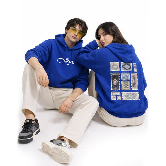 Unisex Premium Blue Printed Fleece Hoodie with Trouser