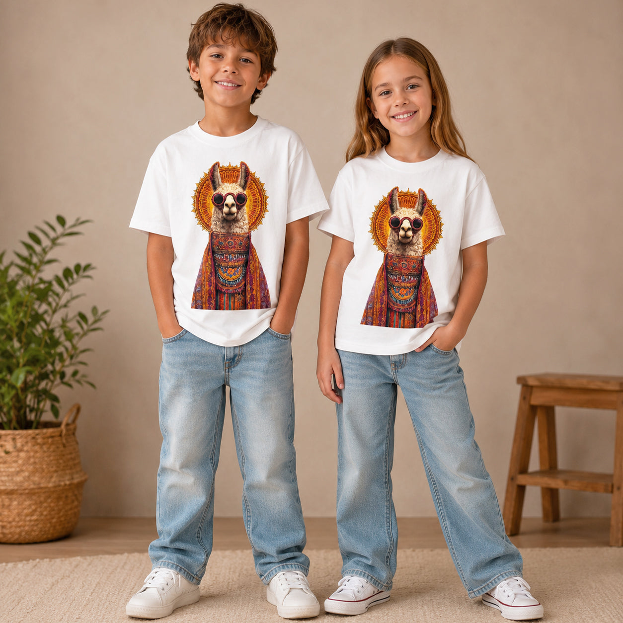 Llama Hand-Embellished Kids Tee