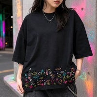 Marine Doodle Hand-Embroidered T-Shirt