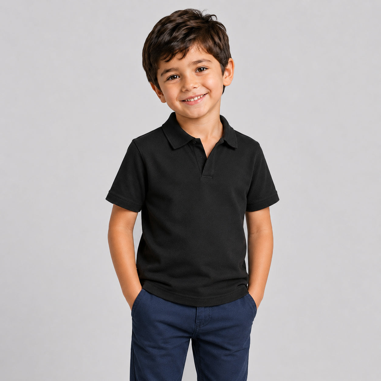 V-Placket Kids Polo